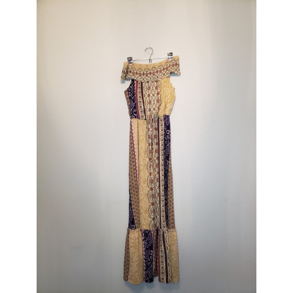 Bailey Blue Womens S Maxi Dress Off The Shoulder Patchwork Tiered Floral Boho